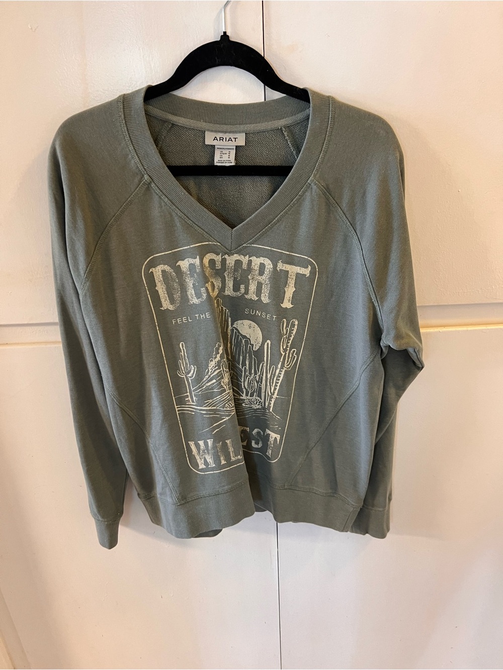 Ariat Sage Green V-Neck Desert Graphic Sweatshirt